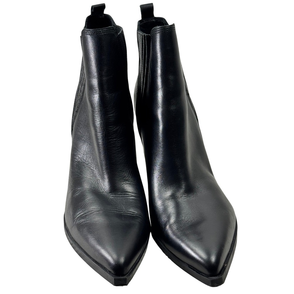 Marc Fisher LTD Gadri Ankle Boot Women 12 Black Leather Pointed Toe Block Heel - Picture 7 of 16